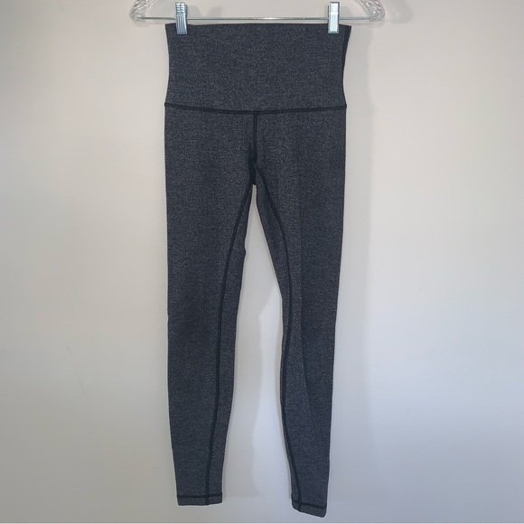Lululemon Grey Herringbone Wunder Under Leggings 4 - Picture 1 of 8